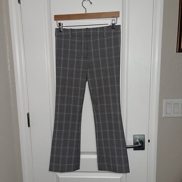 DEREK LAM 10 CROSBY Kick Flare Legging Gray Plaid Women's Pants Gingham Sz 2 - Picture 2 of 10